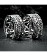 14K White Gold Plated Men&#39;s Cz Sterling Silver Huggie/Hoop Earrings Moth... - $517.05 MXN