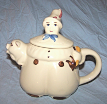 Vintage Shawnee Pottery Tom Tom the Piper&#39;s Son White Teapot-Good Condition - £37.09 GBP