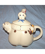 Vintage Shawnee Pottery Tom Tom the Piper&#39;s Son White Teapot-Good Condition - £36.49 GBP