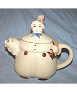 Vintage Shawnee Pottery Tom Tom the Piper&#39;s Son White Teapot-Good Condition - $54.83 CAD