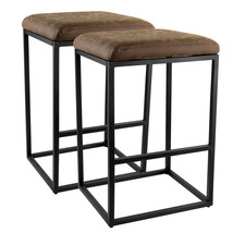 Elama 2 Piece Faux Leather Bar Chair in Brown with Black Base - $193.49