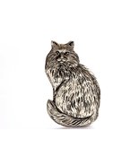 Grillie Maine Coon-N - Maine Coon Cat Grille Ornament in Antiqued Nickel... - £45.96 GBP