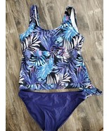 Ladies Tankini 2 Piece Swimsuit Size 12 Padded Bra Top Bikini Bottoms New - $35.00