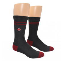 Naruto Shippuden Cloud Symbol Embroidered Athletic Crew Sock Black - £11.75 GBP