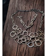Eternity silver chain circular necklace and bracelet set - $31.68