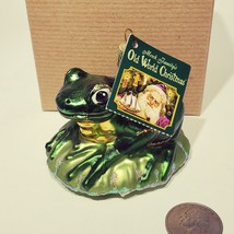 Old World Christmas Glass Blown Green Frog On Lily Pad Christmas Ornament NOB - £15.09 GBP