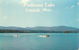 Chrome Postcard MA Pontoosuc Lake Pittsfield Mass Speed Power Boat Skier F506 - £5.58 GBP