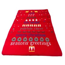 Vuteks Crown Craft Blanket Virgin Acrylic Pile Throw 60&quot;x80&quot; Merry Christmas Vtg - £71.39 GBP