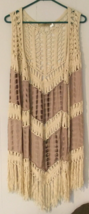 Jessica Taylor One size women tie dye brown crochet vest boho style - $19.80