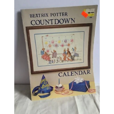 Beatrix Potter countdown calendar counted cross stitch design leaflet book - $6.53