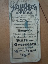 Vintage Hauger’s $9.99 Store Monroe Ave Grand Rapids Notebook 1940 - £3.97 GBP