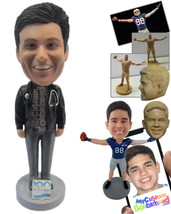 Personalized Bobblehead Doctor Wearing A Jacket And Casual Front-Flap Pa... - £72.74 GBP