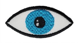 Teal Blue Eye Embroidered Applique Iron On Patch 2.1&quot; x 1&quot; Eyeball Optical - $4.34+