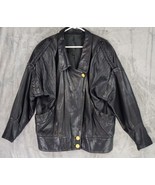 Echtes Leder Futter Jacket Womens 42 Black Leather Braided Distressed Vi... - £94.66 GBP