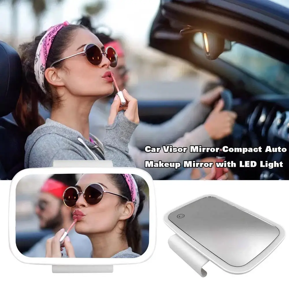 LED Car Visor Makeup Mirror - Compact, Portable, 7-Inch Real Glass, LED Lighti - £20.96 GBP