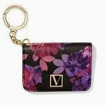 Victoria&#39;s Secret Midnight Floral Key Chain Card Holder Purse Wallet - £18.65 GBP