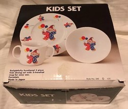 3 Pc Kids Set Child&#39;s Porcelain Dishes Japan Signature Housewares Clowns... - £15.45 GBP