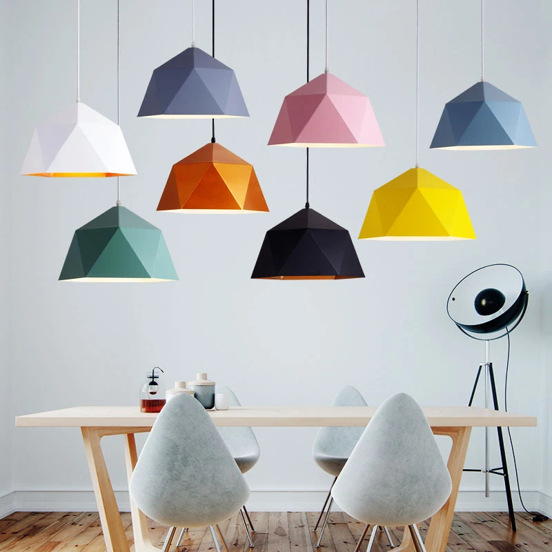 PHYVAL Nordic Pendant Lights for Living Room Bedroom Decor Macaron Iron ... - $49.28+