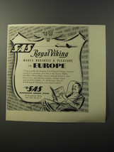 1953 SAS Airlines Ad - Royal Viking makes business a pleasure in Europe - £14.48 GBP