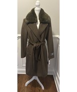 NEW Vince Camuto Women’s Faux Fur Belted Coat Olive Green Size Large NWT - $248.00