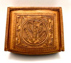 Hand Tooled Leather Jewelry Trinket Box ~ Mayan Calendar Mexico Vintage - £23.46 GBP