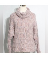 American Rag Cie Sweater Large Cream Pink Marled Fuzzy Cowlneck Eyelash - $33.34 CAD