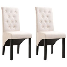 vidaXL Cream Fabric Dining Chairs Set of 2 Rubberwood Frame - $3,502.62 MXN