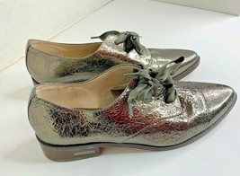 Louise Et Cie Womens Sz 7.5 metallic Lace Tie Up Shoes Leather Pointed Toe - $25.92