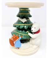 Bath Body Works Ceramic Christmas Tree Pedestal 3 Wick Candle Holder Pol... - $460.99 MXN
