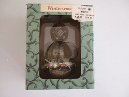 New Htf Pfaltzgraff Winterwood Birdbath Mini Globe Ornament ~ 1999 347-113-00 - £8.41 GBP
