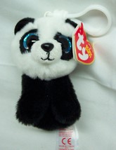 Ty Beanie Babies Mini Baboo Panda Bear Keychain Clip 3&quot; Plush Stuffed Animal New - £11.87 GBP