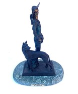 DEMETRE CHIPARUS "LADY WITH GREAT DANE" BRONZE SCULPTURE ON MARBLE BASE ... - $895.50