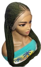 Green Braided Wig Cornrow Braids Full Lace Baby Hair Lemonade Braided Wi... - $118.80