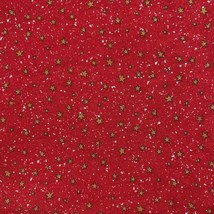 VTG Fabric Christmas Print Red And Gold Stars Remnant - £5.66 GBP