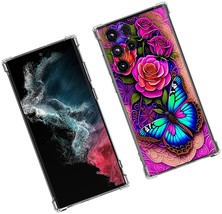 for Galaxy S23 Ultra Case,Blue Butterfly Flowers Rose - £32.27 GBP