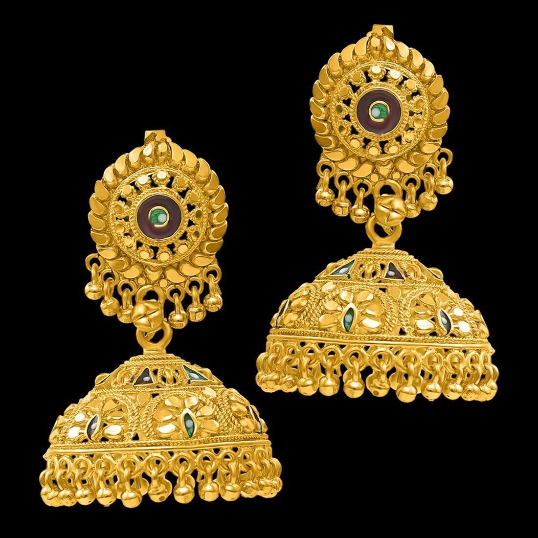 Primary image for Meenakari Gold Plated Indian Bollywood Ethnic Traditional Jhumka Jhumki Earrings