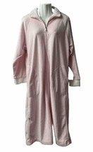 Signature By Stan Herman Fleece Zip Up Robe Womens Size Medium  Pink Gra... - £14.93 GBP