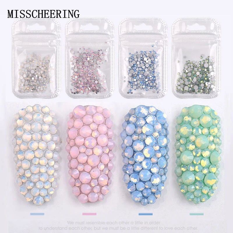 1pack Mixed Size (SS4-SS20) Crystal Colorful Opal Nail Art Rhinestone - £8.64 GBP+