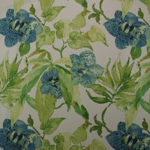 RICHLOOM GALAPAGO LAPIS BLUE GREEN ABSTRACT FLORAL LINEN FABRIC BY YARD ... - £10.82 GBP
