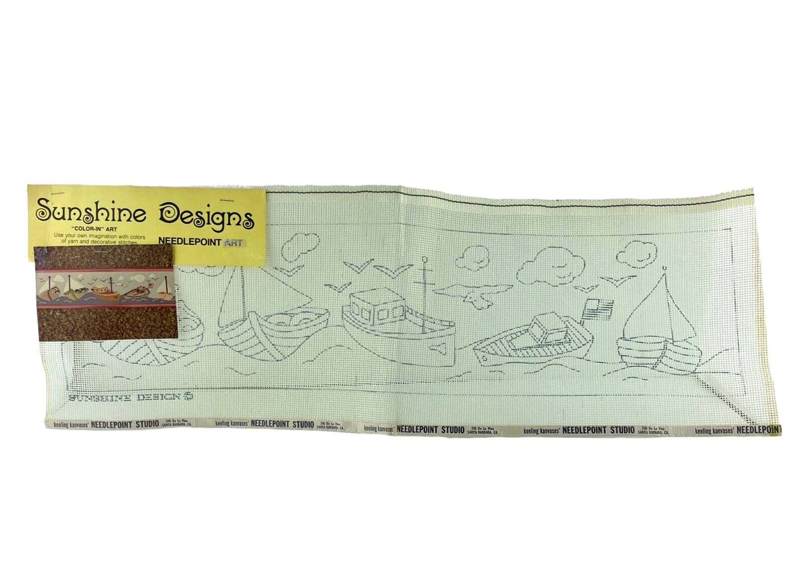 Primary image for Sunshine Designs Printed Canvas Boats in a Row on the Sea 25x6 in.