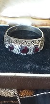 Anello antico vintage rubino vittoriano argento sterling con marchio tag... - $137.05