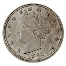 1883 Without CENTS 5C Liberty Nickel in BU Condition, Nice Luster - $88.32