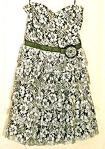 American Rag Women&#39;s M Black Silver Strapless Tiered Floral Prom Party D... - $14.00