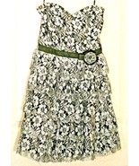 American Rag Women&#39;s M Black Silver Strapless Tiered Floral Prom Party D... - €12,15 EUR
