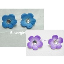 5 Point Polymer Clay Purple or Blue Stud Earrings - £5.60 GBP