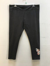 George Plus Women&#39;s Basic Leggings Gray With Flower Print Size 3X NEW - $13.99