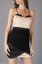 Blaque Market Nude &amp; Black Sexy Bodice Chiffon Dress S M NEW MSRP $100 - £50.23 GBP
