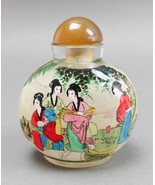 Vintage Asian Chinese Reverse Painted Crystal Geisha Figures Snuff Bottle - £54.51 GBP