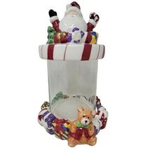 St. Nicholas Square Handpainted Christmas Treat Candy Jar Canister Clear... - $13.69