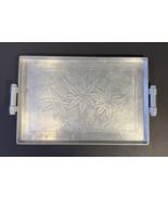 Vintage Arthur Armour Heavy Hammered  Aluminum Flower Print Unique Serving Tray - $23.76